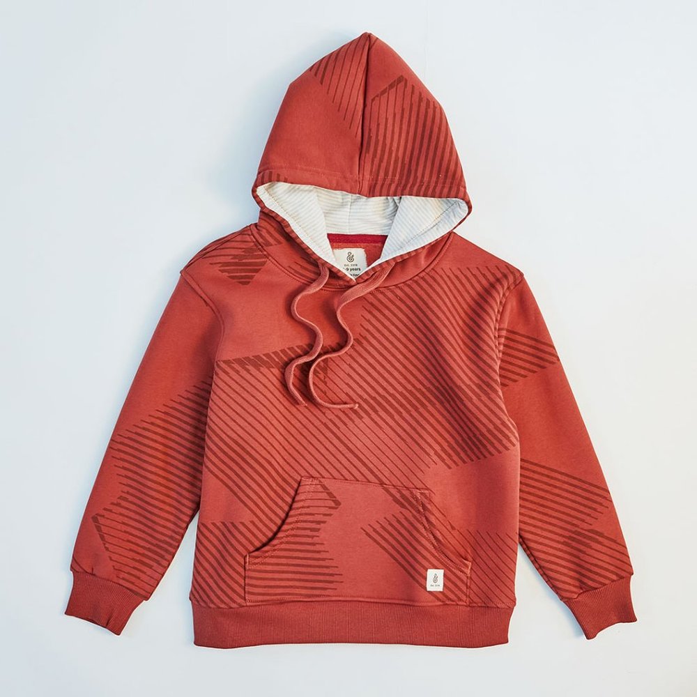 Retro Retreat Kids Boy Brick Color Hoodie | Egyptian Made Applemint & Cocoa